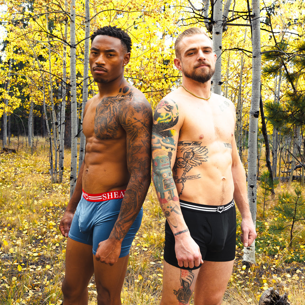 Blue and red shea dual pouch boxer briefs with snug fit and elastic waistband from sheath 4.0 best-seller bundle