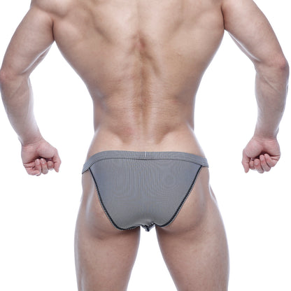 Metro male wear modern bikini black stripe briefs with snug athletic fit in black and white stripes