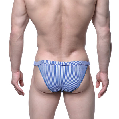 MetroMaleWear modern bikini blue stripe 4004-41 tailored fit blue and white striped men’s briefs with soft fabric