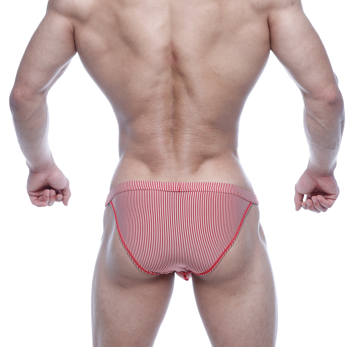 Metro malewear modern bikini red stripe 4004-42 with snug fit red and white striped briefs in soft breathable fabric