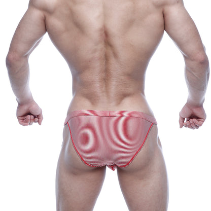 Metro malewear modern bikini red stripe 4004-42 with snug fit red and white striped briefs in soft breathable fabric