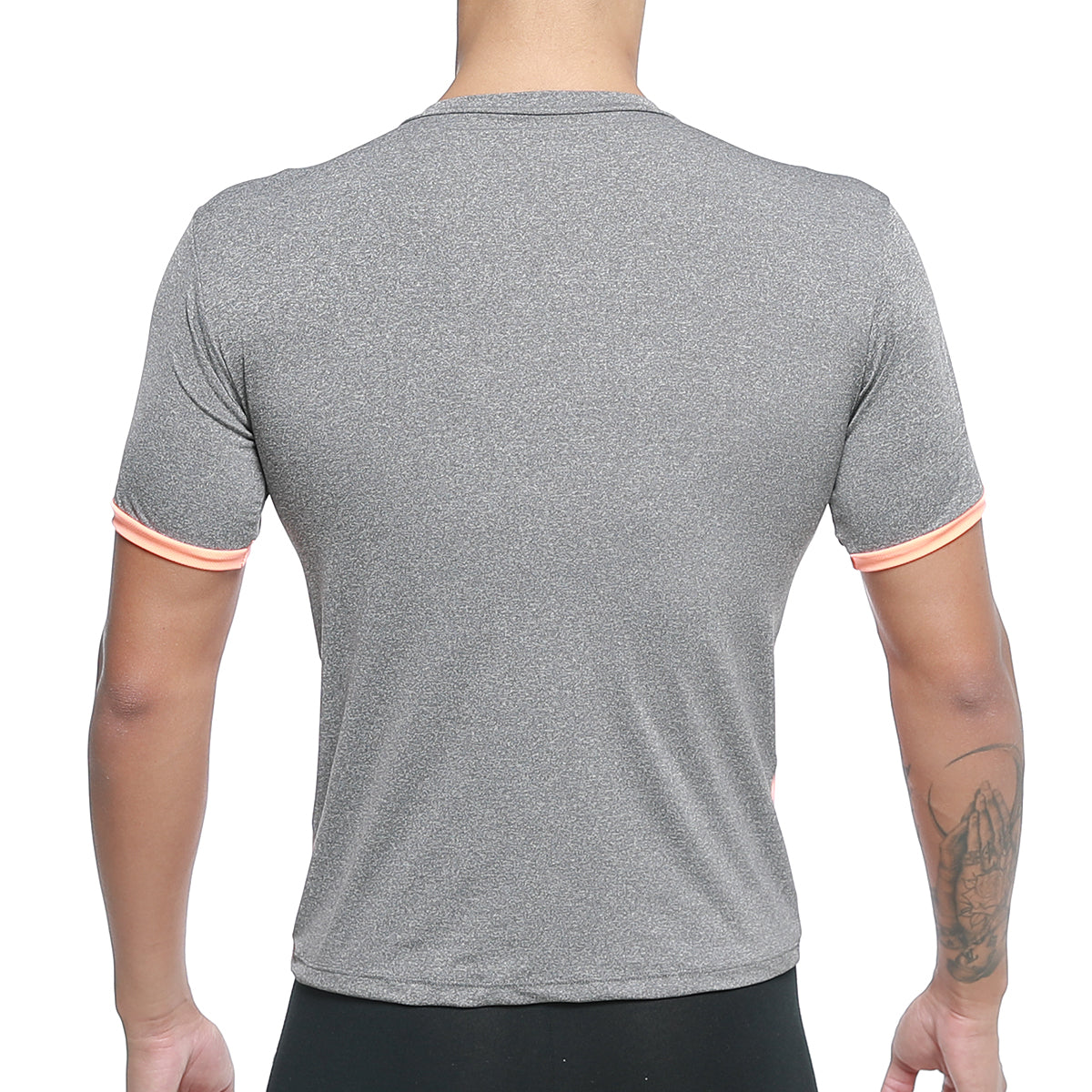 MetroMaleWear sib tank top orange 4127-14 gray heathered short-sleeved athletic shirt with peach trim on cuffs