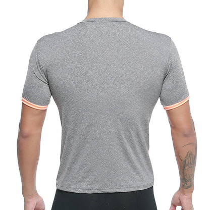 MetroMaleWear sib tank top orange 4127-14 gray heathered short-sleeved athletic shirt with peach trim on cuffs