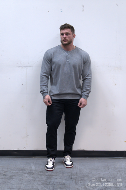 Jed North Men's Waffle Knit Henley Long Sleeve T-Shirt - Dark Gray