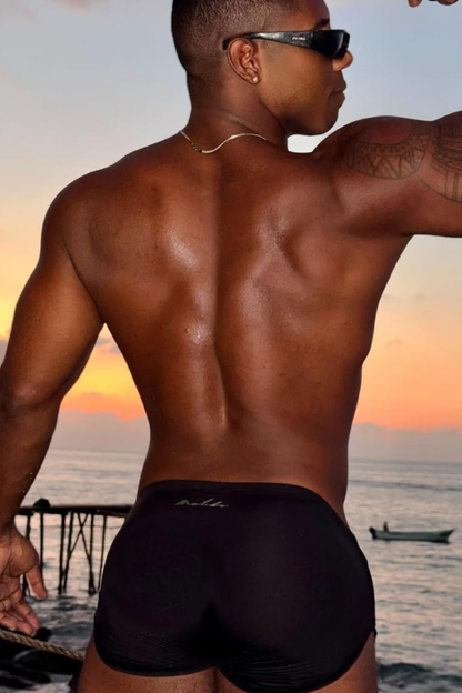 Short de sport 2-en-1 avec doublure string pour homme JJ Malibu - Noir minuit