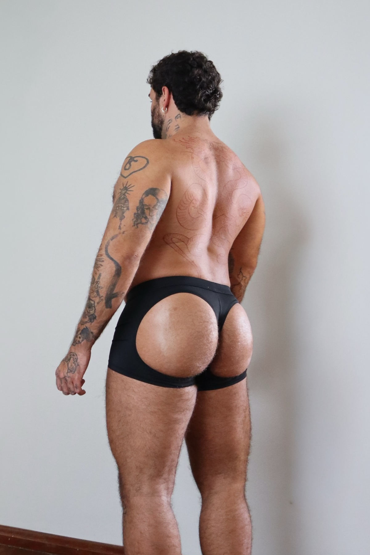 JJ Malibu Men's Juicy JJ Boxers with Rear Cutouts - Midnight Black
