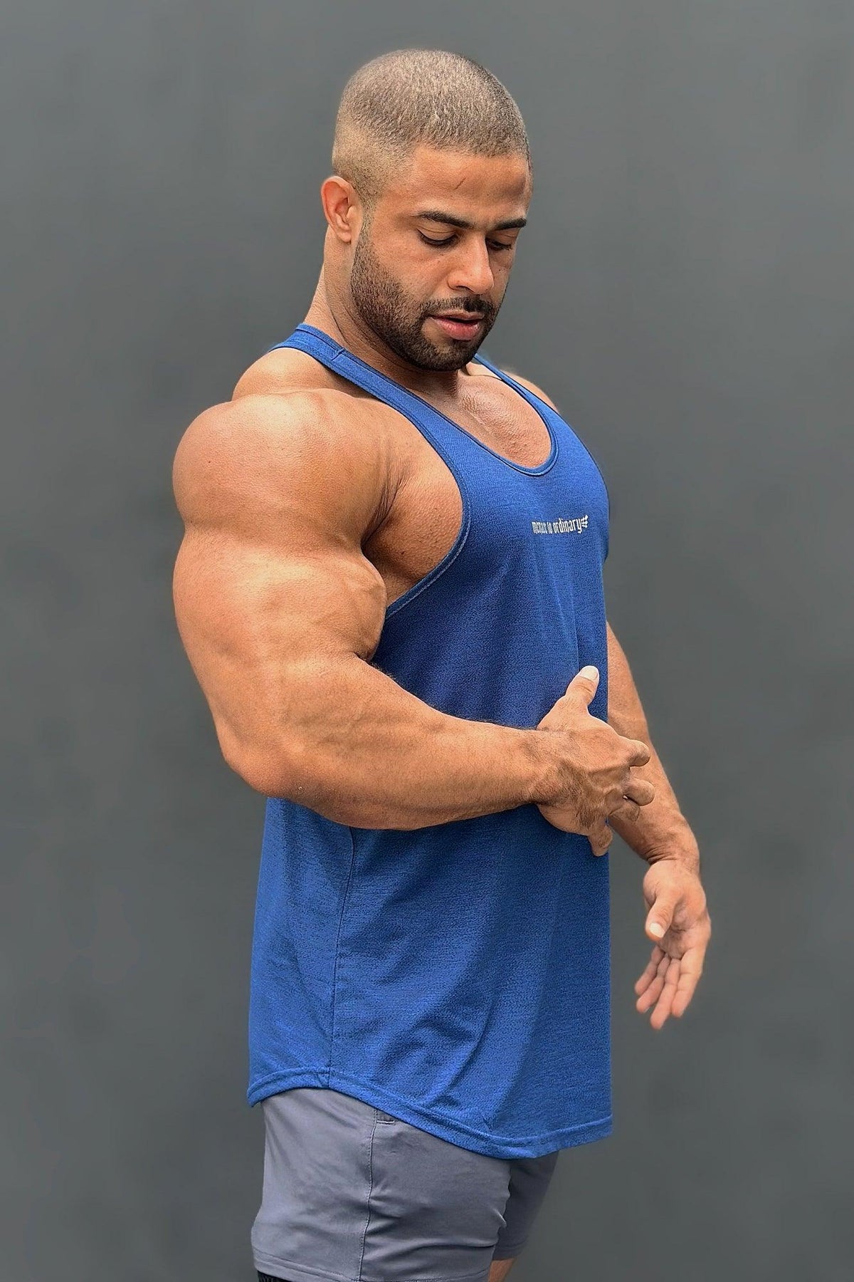 Jed North Men's Performance Max Bodybuilding Stringer - Denim Blue