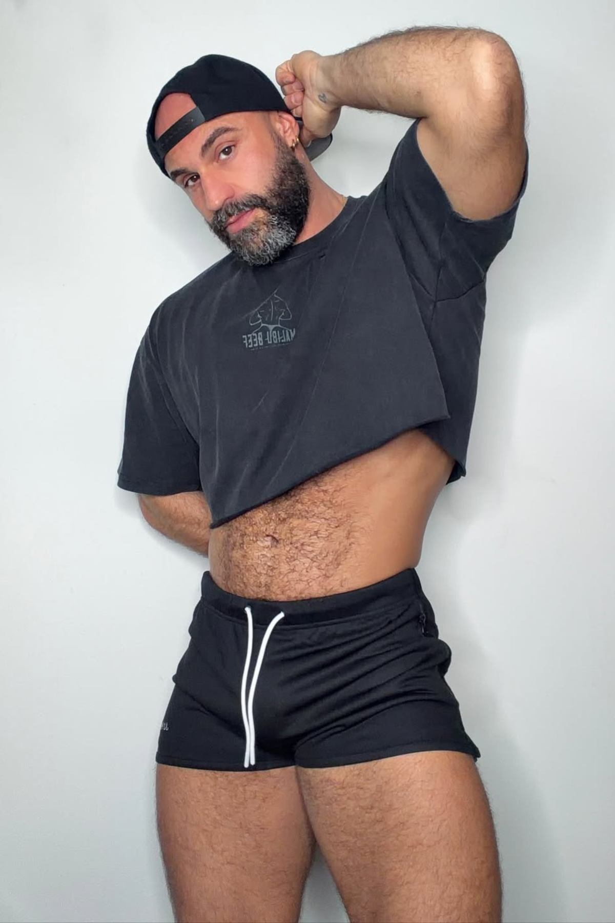 JJ Malibu Men's Vintage-Washed Drop-Shoulder Crop Tee - Beefcake