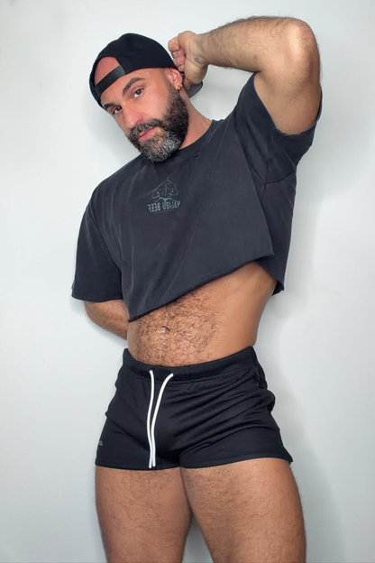 JJ Malibu Men's Vintage-Washed Drop-Shoulder Crop Tee - Beefcake