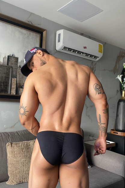 JJ Malibu Men's Premium Modal Scrunch-Back Brief - Noir