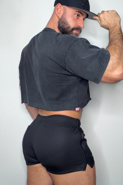 JJ Malibu Men's For-the-Night 2" Gym Short Shorts with Drawstring - Obsidian Black