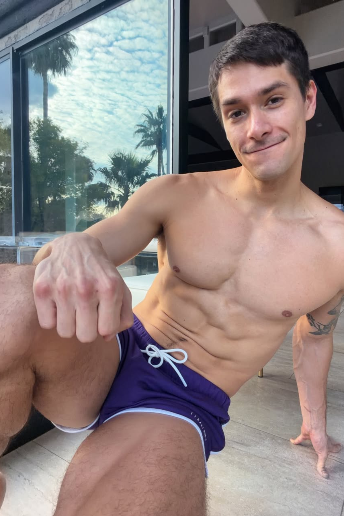 JJ Malibu Men's For-the-Night 2" Gym Short Shorts with Drawstring - Dark Plum
