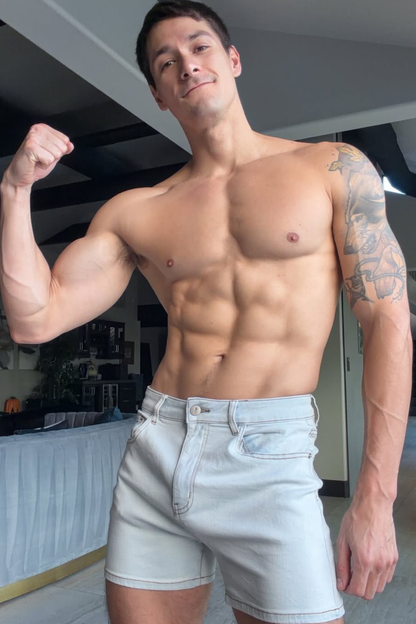 JJ Malibu Men's Peek-A-Boo Denim Shorts - Sky Blue