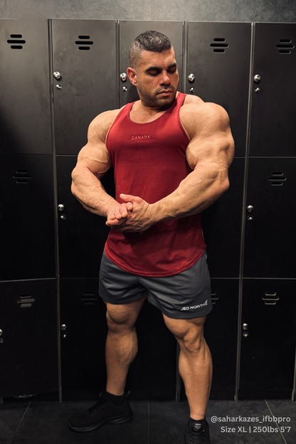 Jed North Men's Fast-Dry Bodybuilding Workout Stringer - Maroon w/ Canada Logo