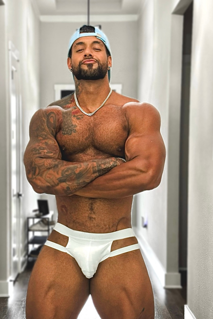 JJ Malibu Men's Host-or-Travel Adjustable Jock Thong - White