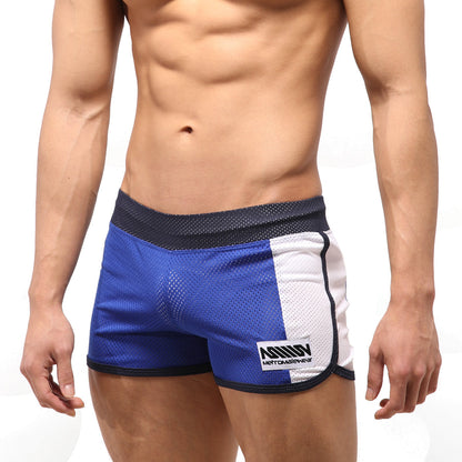 MetroMalewear punch short royal blue mesh athletic shorts in blue and white with black trim and branded side patch