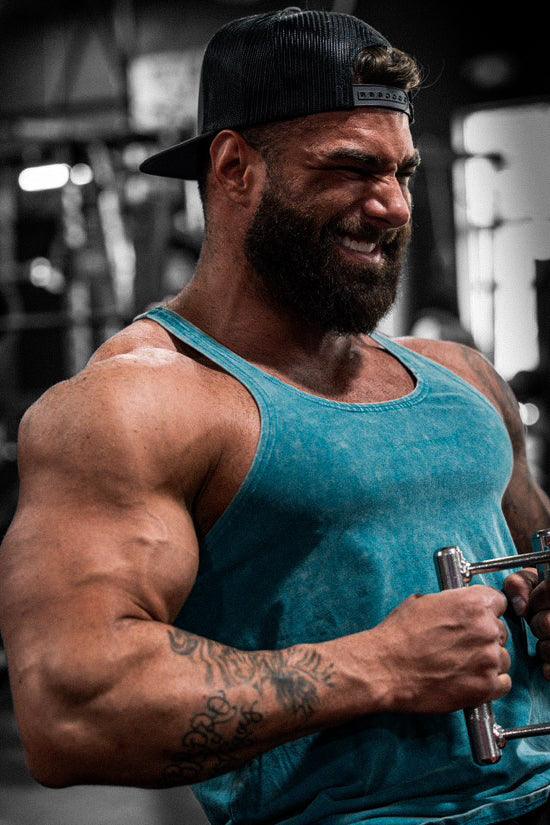 Jed North Men's Retro Washed Bodybuilding Stringer - Deep Sea