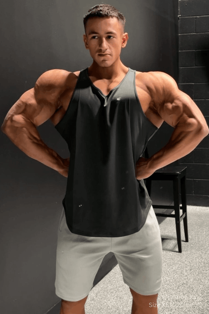 Jed North Men's Fast-Dry Bodybuilding Workout Stringer - Charcoal