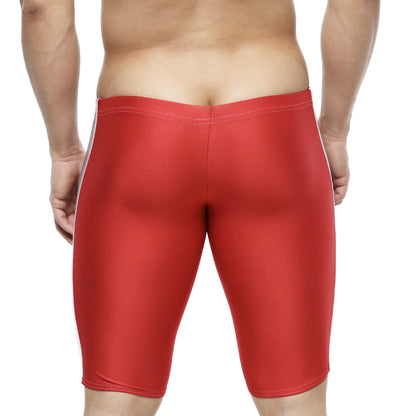 MetroMaleWear Jammer swim boxer red 4904-12 with form-fitting shiny fabric and subtle white side stripes
