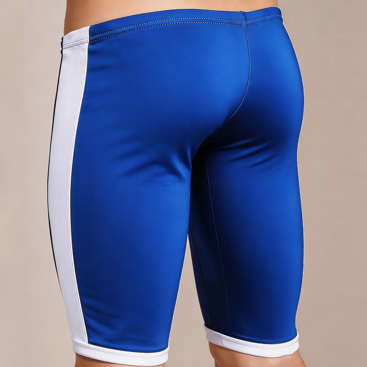 Metro male wear campus jammer royal blue athletic shorts with white side stripes and matching waistband trim