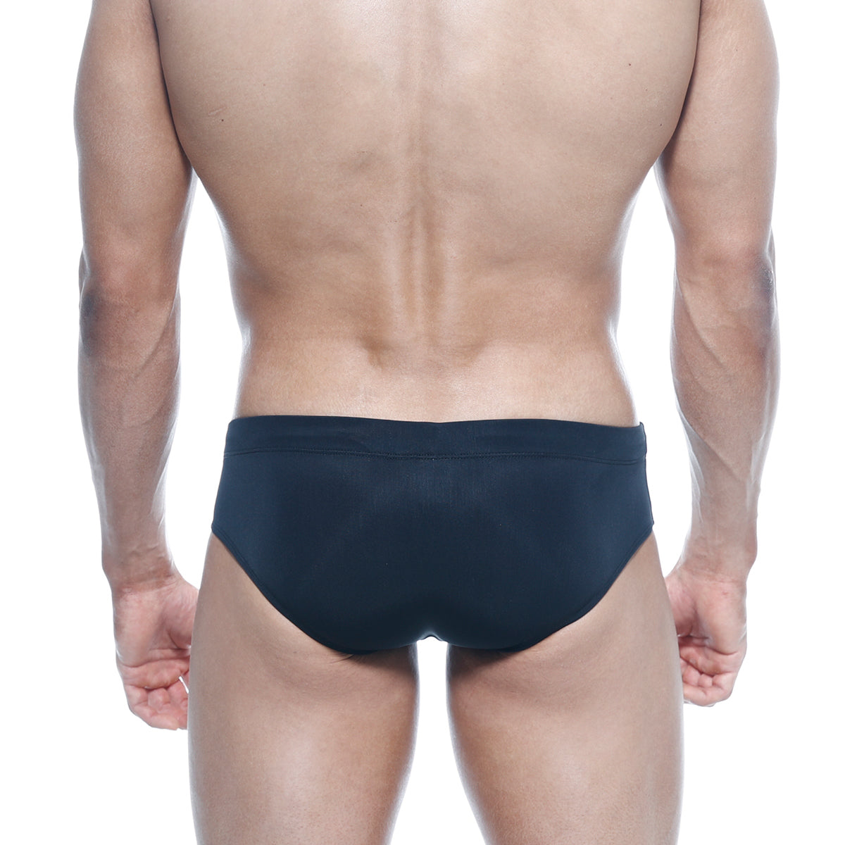 Black MetroMaleWear rainbow swim brief 4914-05 featuring smooth form-fitting swim trunks design