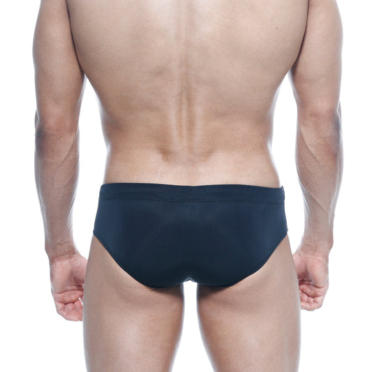 Black MetroMaleWear rainbow swim brief 4914-05 featuring smooth form-fitting swim trunks design