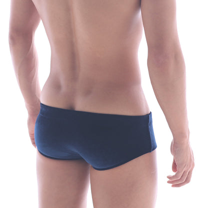 Navy blue metroMalewear velvet swim brief 4914-28 with smooth form-fitting fabric and subtle side panel detailing