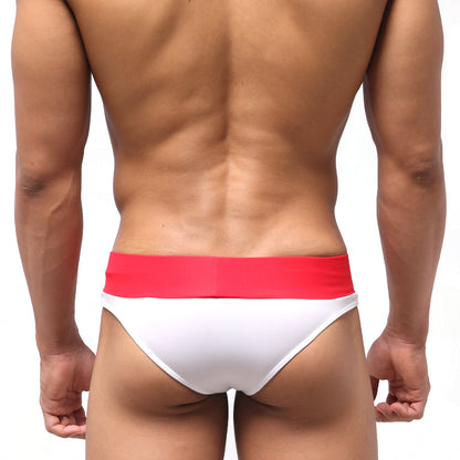 MetroMaleWear halfback swim bikini white with a vibrant red waistband designed for comfortable beachwear