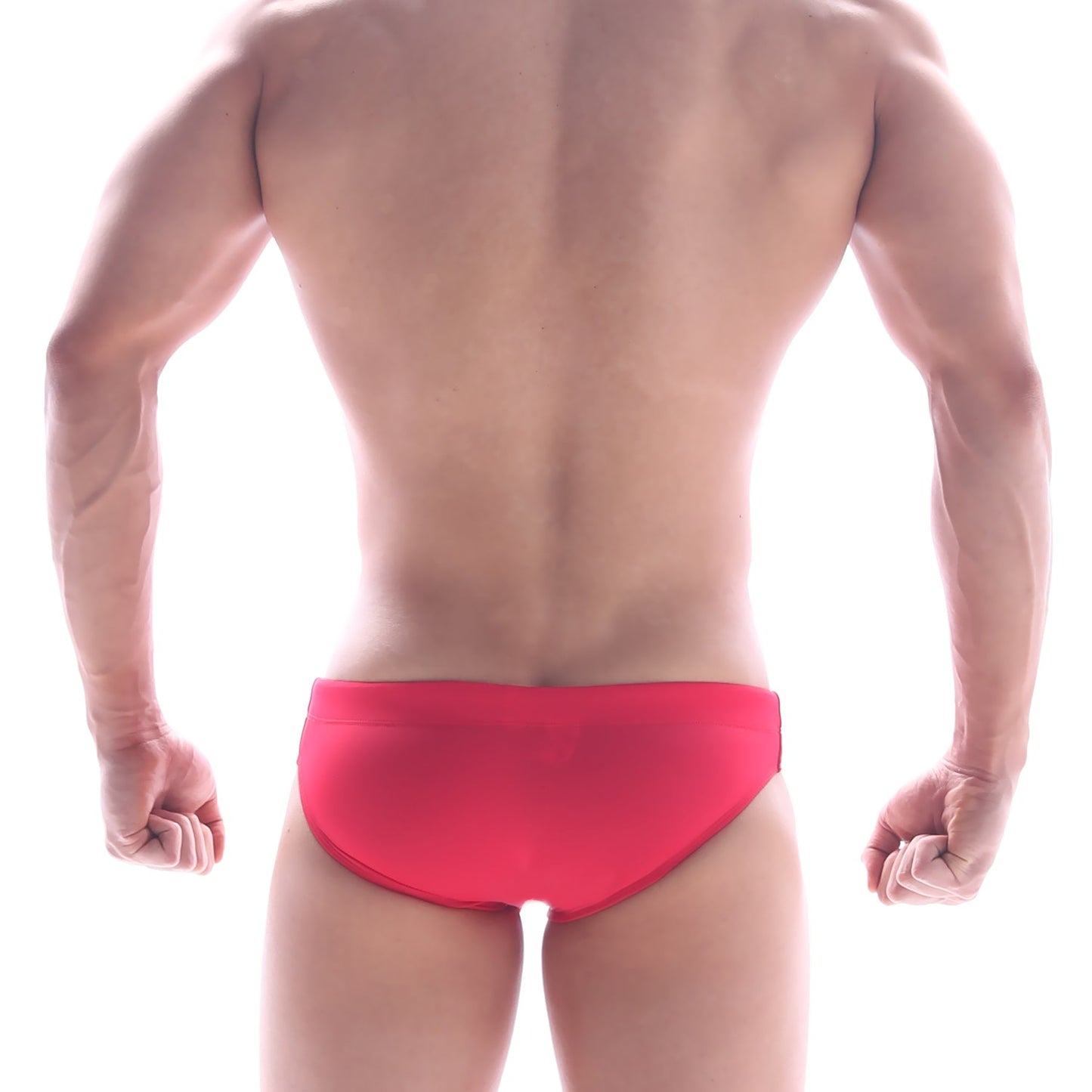 MetroMaleWear Scottish swim brief in bright red with form-fitting design ideal for swimming and beachwear