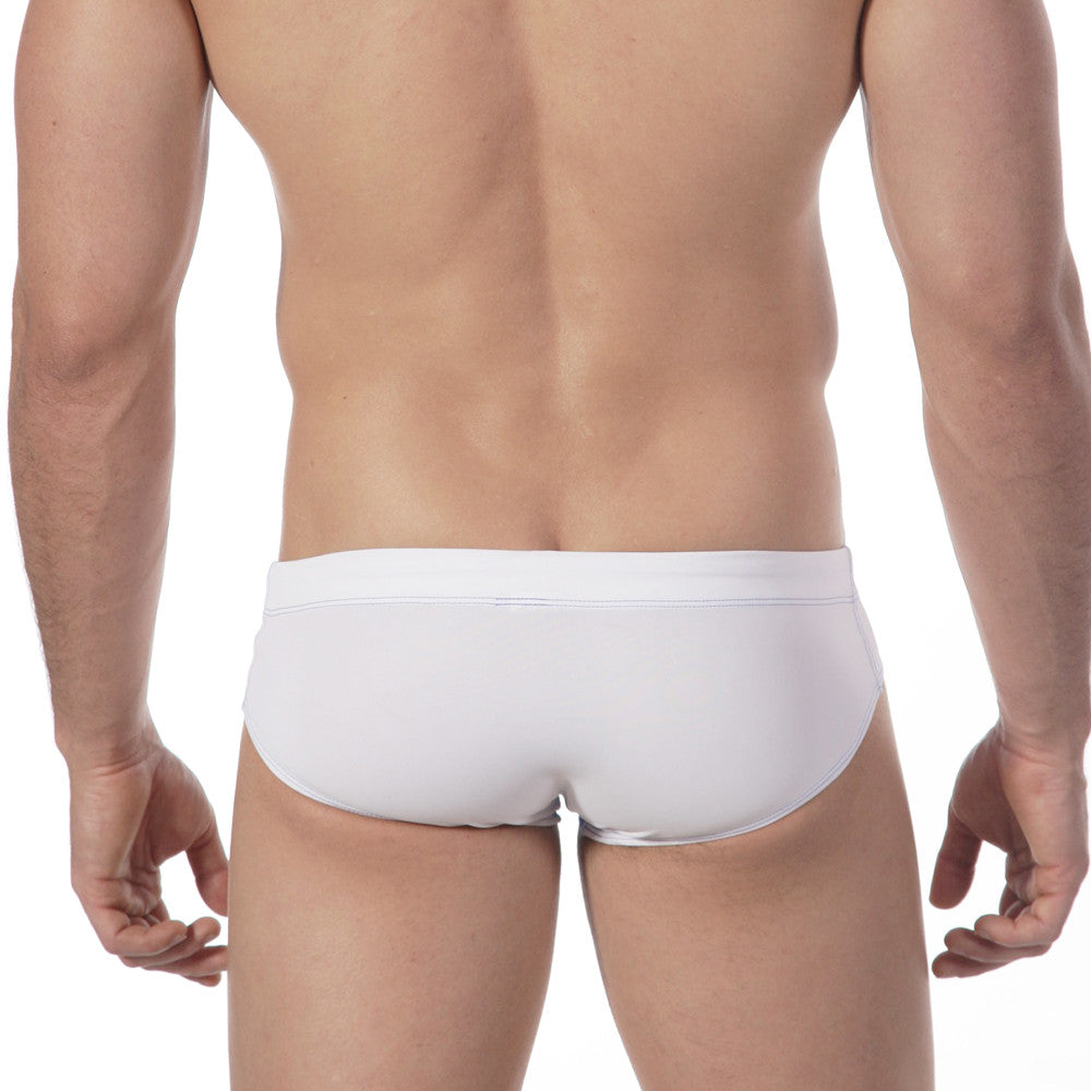 MetroMaleWear aqua white swim brief 4917-00 with smooth, form-fitting design and elastic waistband