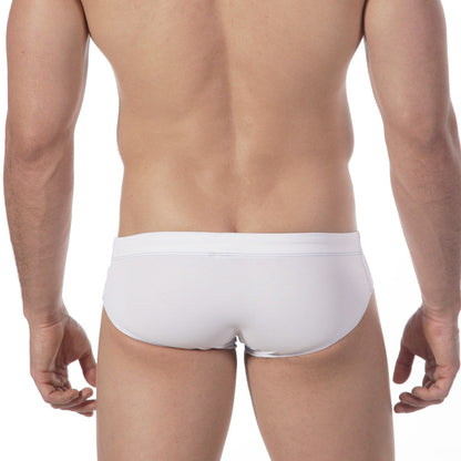 MetroMaleWear aqua white swim brief 4917-00 with smooth, form-fitting design and elastic waistband