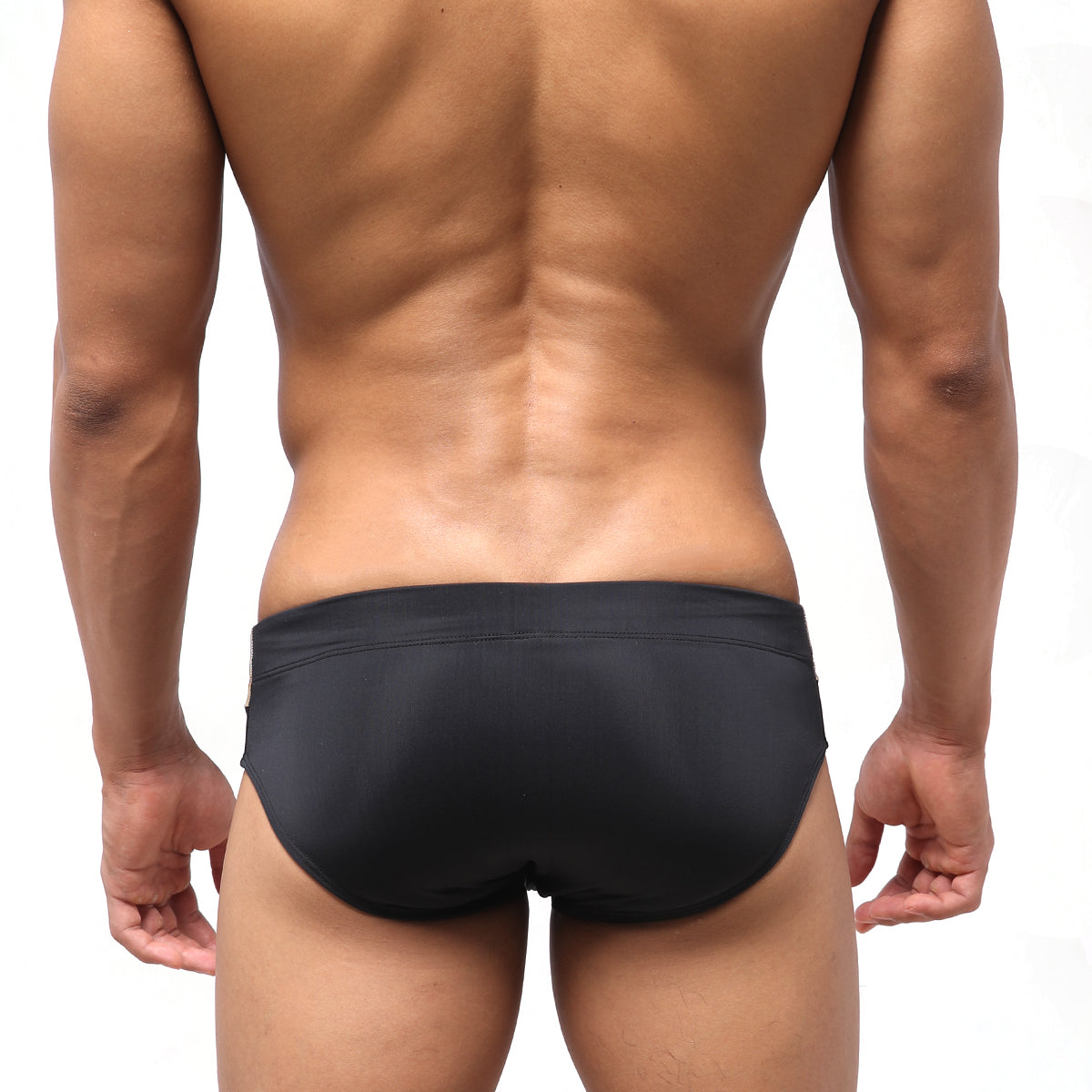 Black MetroMaleWear Ibiza Swim Brief Metal Gold 4928-31 with smooth form-fitting design for swimwear use