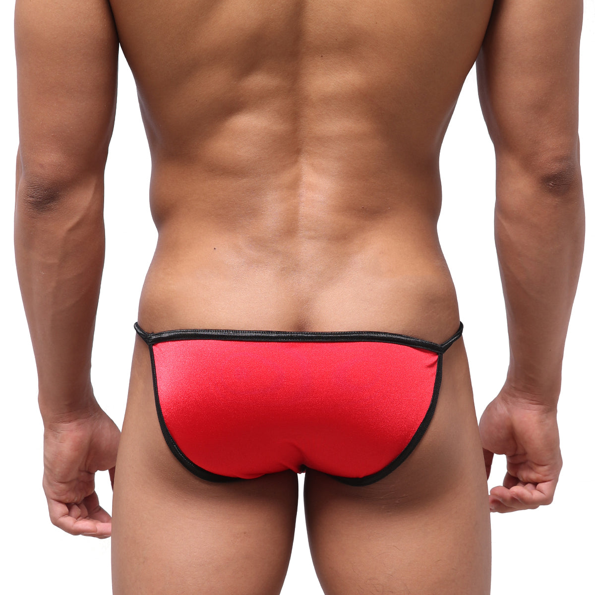 Red athletic briefs with black trim metro malewear dangerous swim bikini red 4930-12 for swimming use