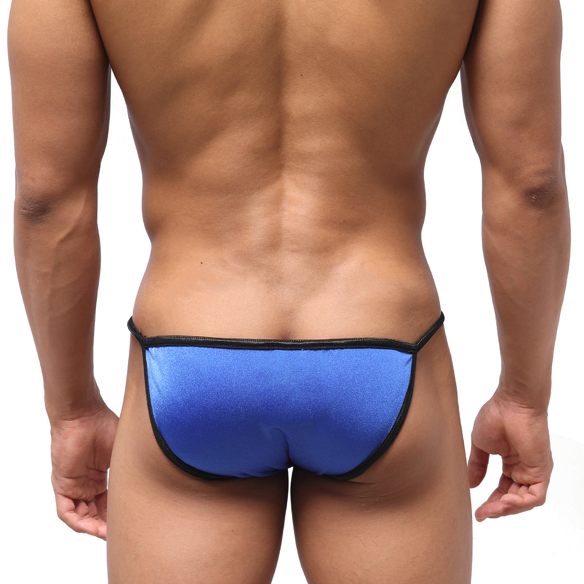 Blue metallic swim trunks with black trim from MetroMaleWear dangerous swim bikini royal blue 4930-18 collection