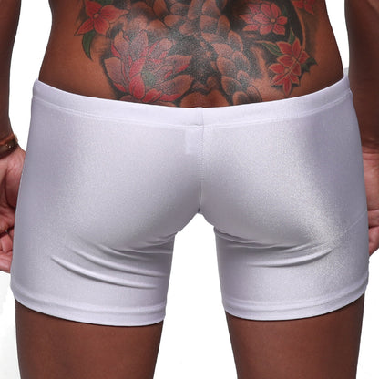 MetroMaleWear extreme square white fabric shorts with elastic waistband and snug fit for comfortable wear