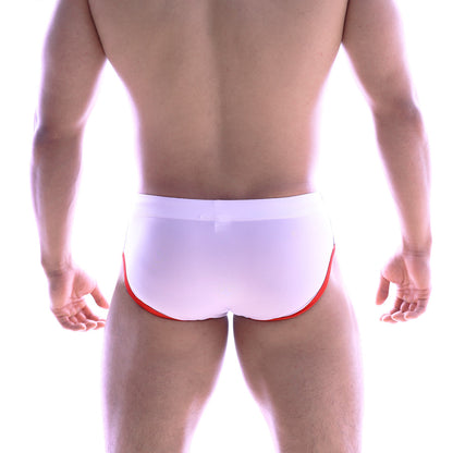 MetroMaleWear Vigor swim brief crystal 4936-40 white briefs with red trim designed for swimwear use