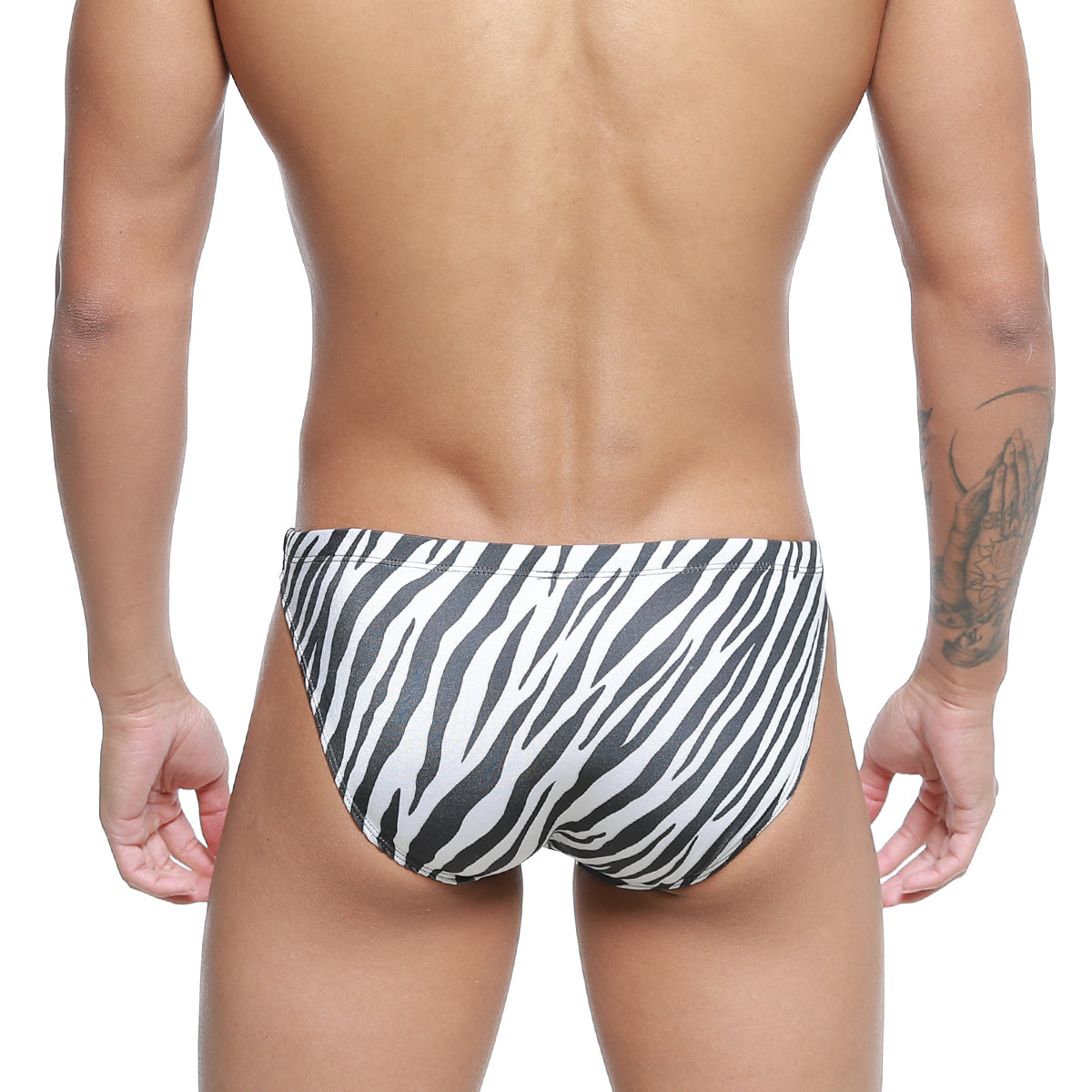 MetroMaleWear classic swim bikini zebra in black and white zebra stripe pattern designed for swimwear use