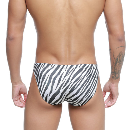 MetroMaleWear classic swim bikini zebra in black and white zebra stripe pattern designed for swimwear use