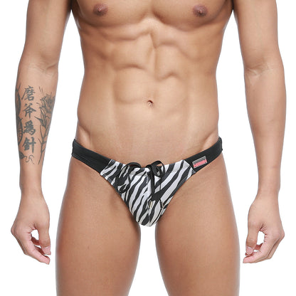 MetroMaleWear classic swim bikini zebra 4937-35 with black and white zebra stripes and black waistband with drawstring