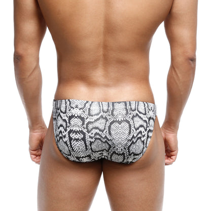 MetroMaleWear classic swim bikini with black and white snake scale pattern made of lightweight fabric for swimming