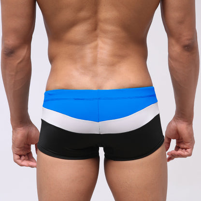 MetroMaleWear Lycos swim trunk royal 4938-18 with blue white and black stripes and a sleek modern design