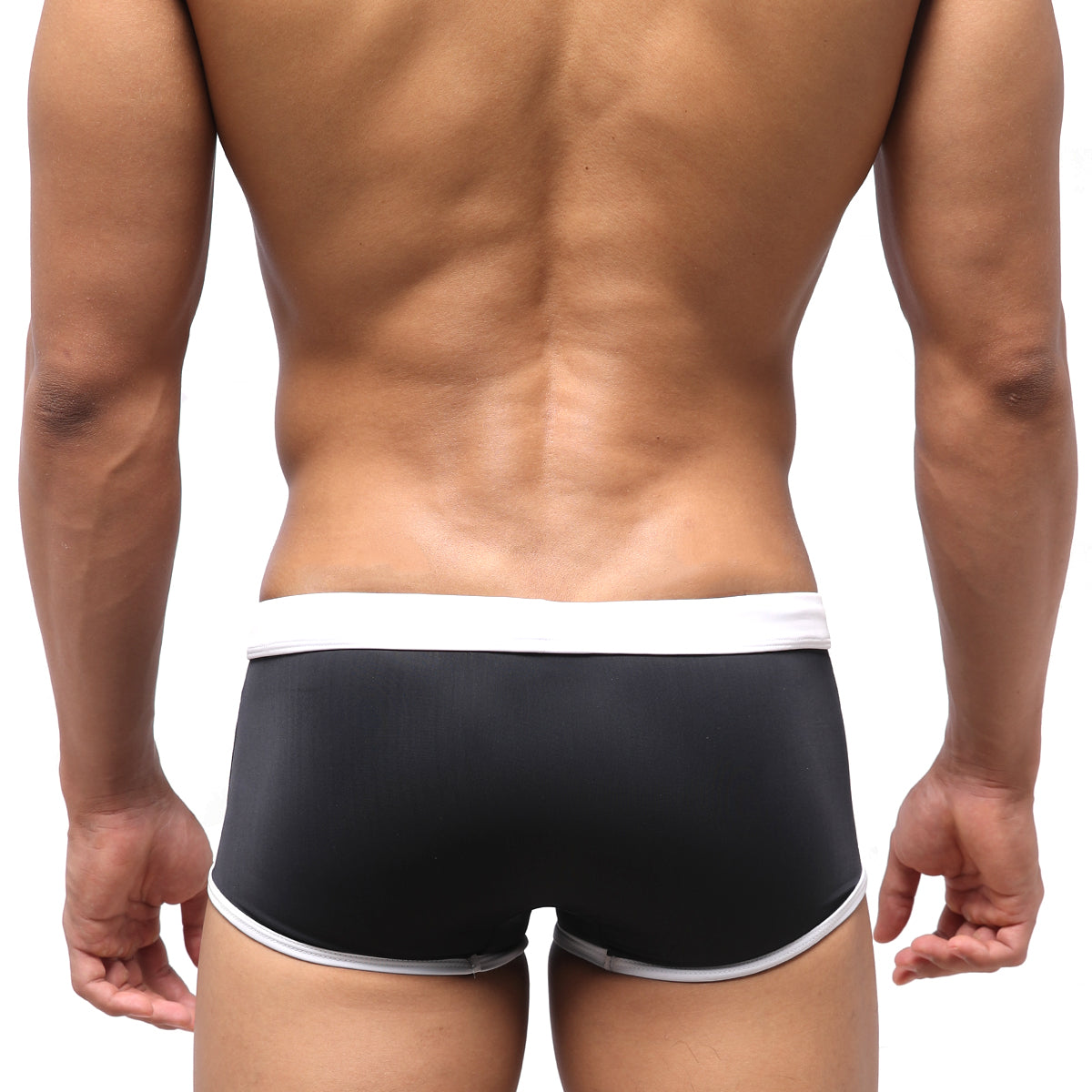 Black briefs with white trim metro malewear fresco swim trunk 4944-20 designed for swim use