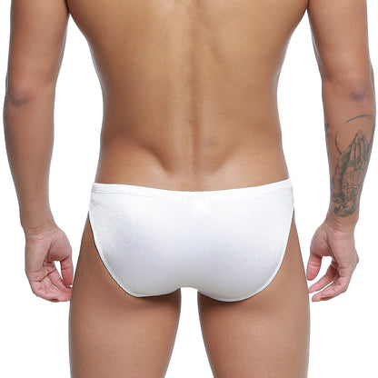 White metro male wear silicon swim bikini briefs with subtle textured finish for stylish swimwear use