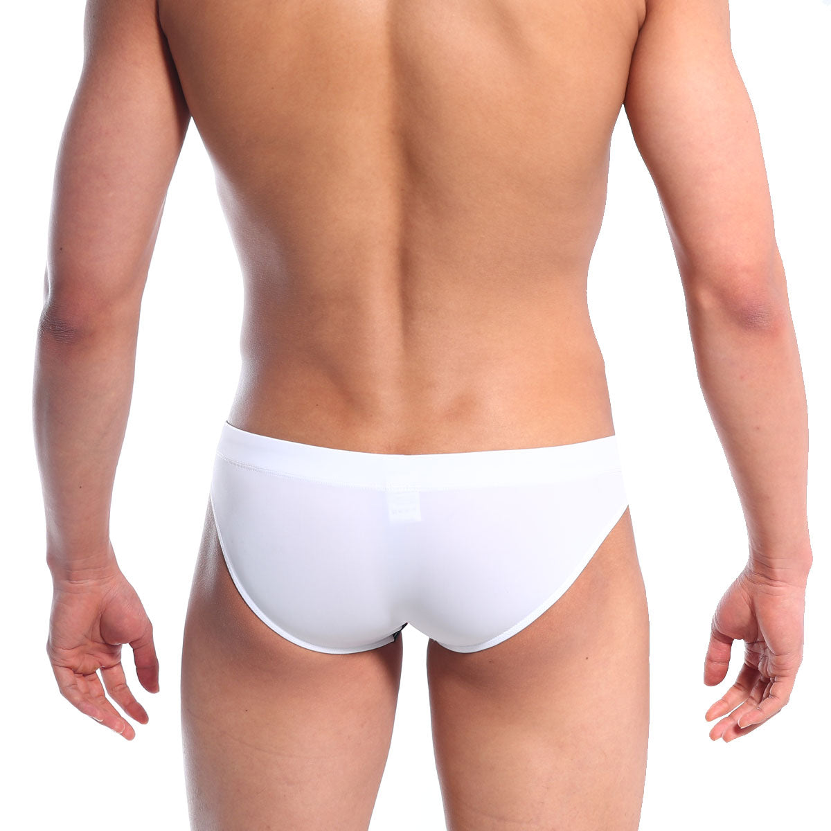 White briefs metro male wear bella swim bikini 4957-00 with smooth form-fitting design in white color