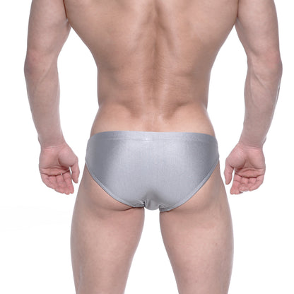MetroMaleWear Ultimo bikini gray 4963-10 silver metallic briefs with sleek form-fitting design for men