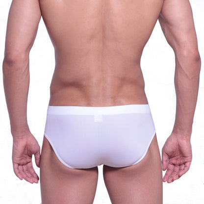 White briefs MetroMaleWear Intenso swim brief with smooth form-fitting design and solid white waistband