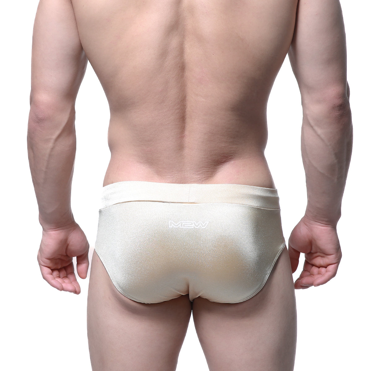 Metro male wear madrid swim brief gold 4973-21 cream satin finish with subtle sheen and matching waistband