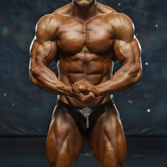 Black leather briefs with silver keyhole design front by metromalewear metromusclewear competition suit black 4974-20