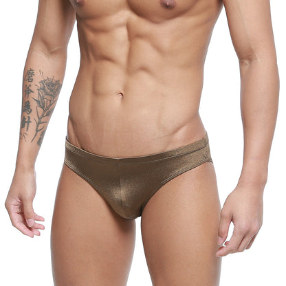 MetroMaleWear hunter swim brief olive 4977-23 shiny metallic gold form-fitting swimwear briefs for men