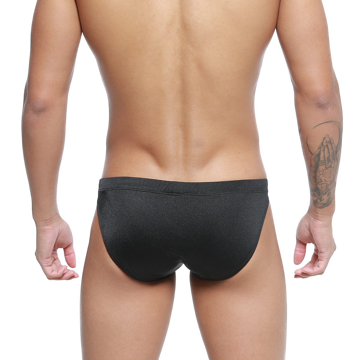 MetroMaleWear Vanguard swim bikini black sleek smooth fabric finish form-fitting trunks for swimming and beachwear